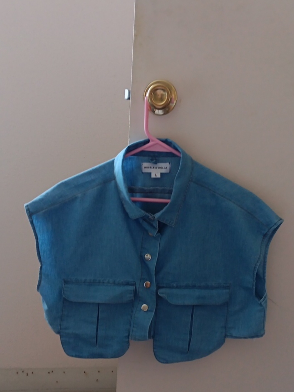 Hustle N Holla Crop Vest - Blue